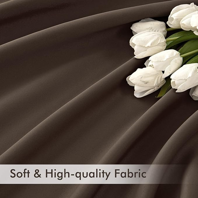 MIULEE Chocolate Brown Back Tab Blackout Curtains 108 Inch Long 2 Panels Set