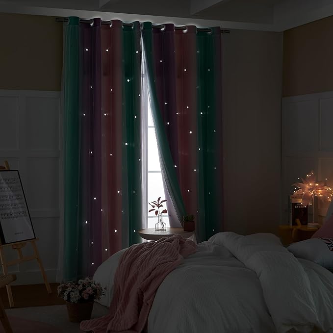 XiDi Curtains for Girls Bedroom Kids Room Unicorn Princess Theme Room Darkening
