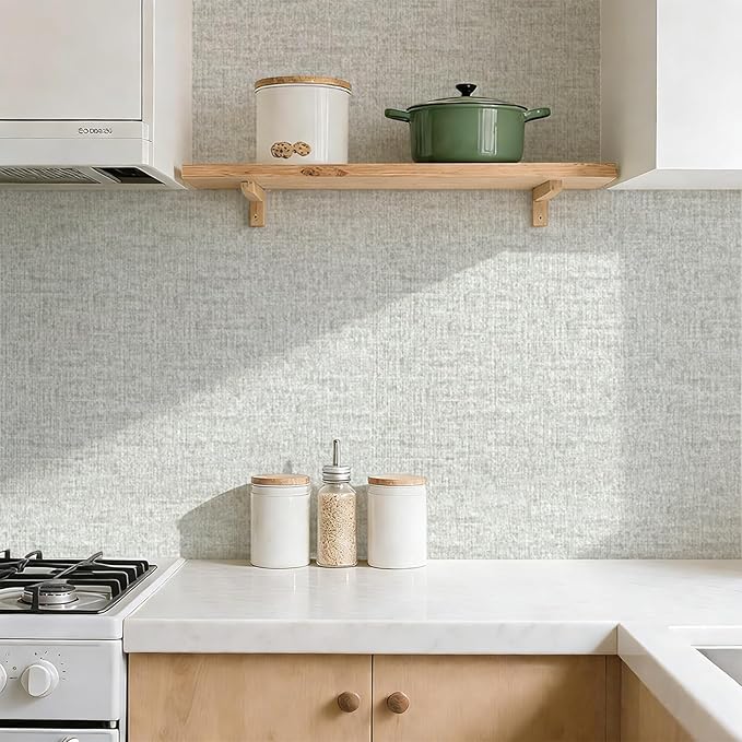 Grasscloth Peel and Stick Wallpaper, Waterproof Self Adhesive Removable Vinyl