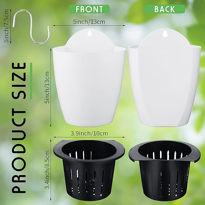 Yungyan 20 Sets 5" Self Watering Hanging Planter White Lazy Flower Pots Plastic