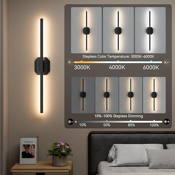 Battery Operated Wall Sconce Set of Two, Wireless Wall Sconces USB Rechargeable