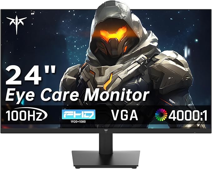 KTC 24 Inch FHD 1080P 100Hz Computer Monitor, VA Panel FreeSync PC Gaming Monitor, HDMI VGA Ports, HDR, 4000：1 Contrast, LowBlue Mode, Ergonomic Tilt Eye Care for Home Office