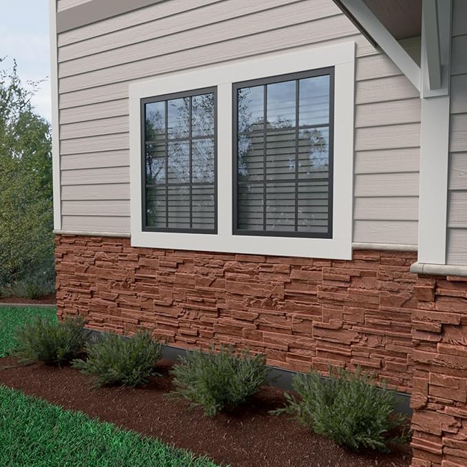 EverStone Cascade Faux Stone Panel, 48 5/8"W x 24 3/4"H x 1 1/4"D, Sun Valley
