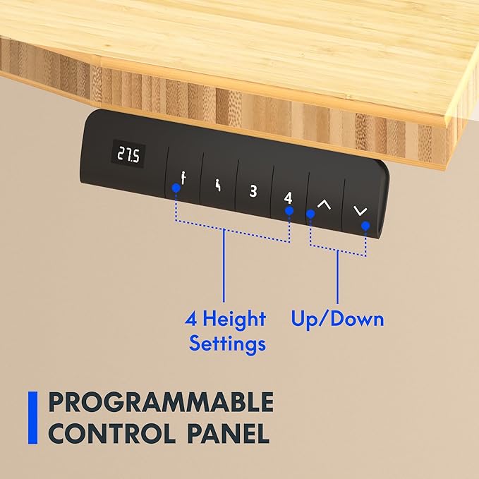 FLEXISPOT E3 Bamboo Dual Motor Electric Standing Desk 48 x 24 Sit Stand Up Desk, Holds 220 lbs, Adjustable Height w/ Memory Presets, Solid Bamboo Curved Desktop & White Frame, Ships in 2 Boxes