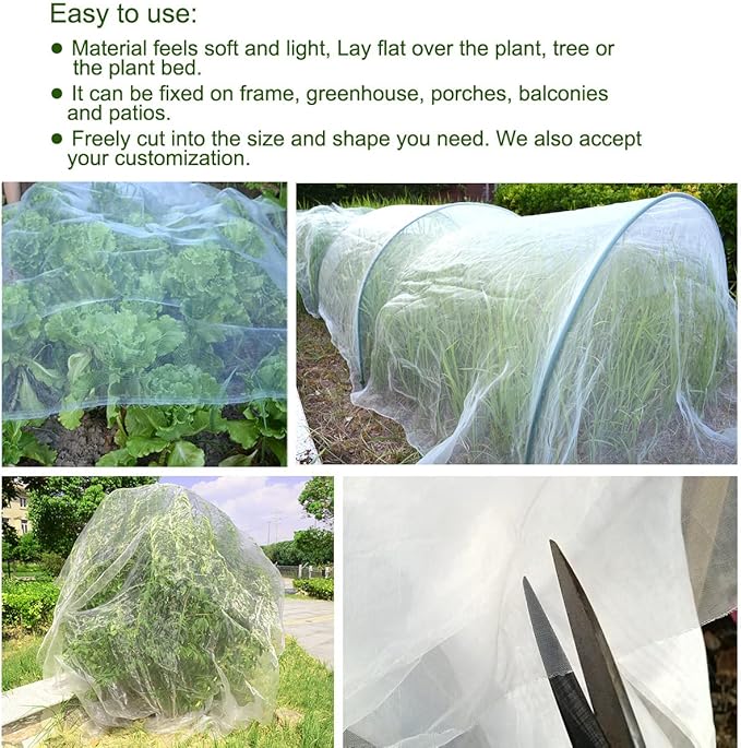 20Ft x 25Ft Mosquito Bug Insect Bird Fine Mesh Net Barrier Hunting Blind Garden Screen Netting for Protect Your Plant Fruits Flower