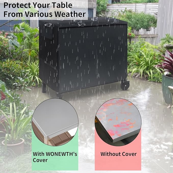 Outdoor Prep Table Cover, 54 Inch Heavy Duty Waterproof Cover for Patio, Grill Cart, BBQ Food Prep Table, Compatible with Keter Unity Small Portable Table & Storage Cabinet(54"L*24"W*32"H)