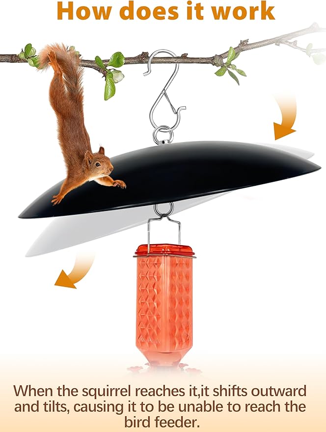 13" Bird Feeder Rain Guard, Hummingbird Feeder's Shade Dome Cover, Hanging Baffle for Bird Feeders Pole,Smart Birds Feeder Umbrella (Black), 3 Pack
