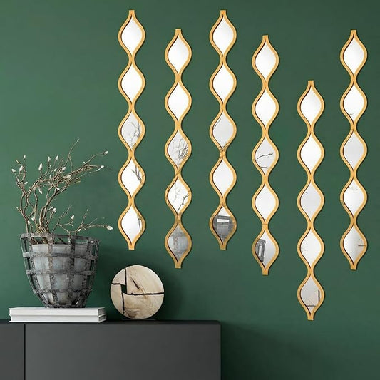 Yulejo 6 Pcs Acrylic Teardrop Mirror Decor
