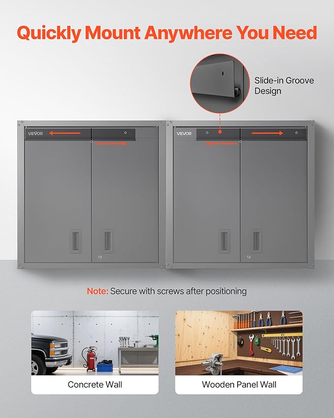 VEVOR Metal Wall Cabinet, 30W x 12.2D x 30H Inch, Steel Floating Hanging