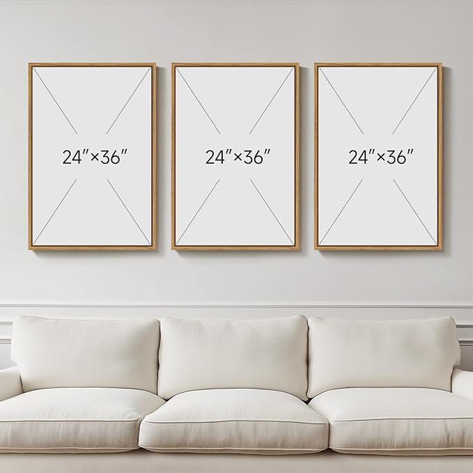 Large Framed Green Forest Landscape Wall Art for Living Room, 3 Piece Nature Pine Tree Woodland Artwork for Walls, White Foggy Mountain Modern Nordic Scenic Bedroom Office Print Wall Decor, 24x36 Inch