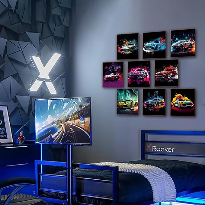 tgguytiy 9pcs Car Wall Art Prints Racing Car Canvas Posters Fashion Wall Decor