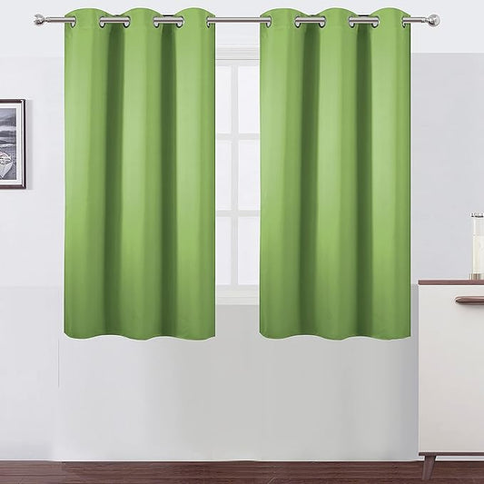 LEMOMO Light Green Blackout Curtains 38 x 54 Inch Length/Set of 2 Curtain