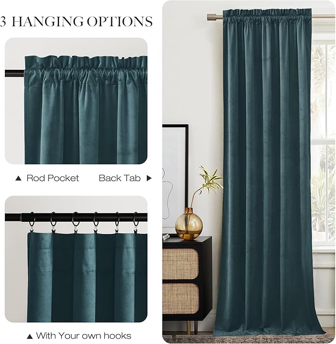 NICETOWN Greyish Blue Velvet Curtains, Luxury and Soft Thermal Insulated Velvet