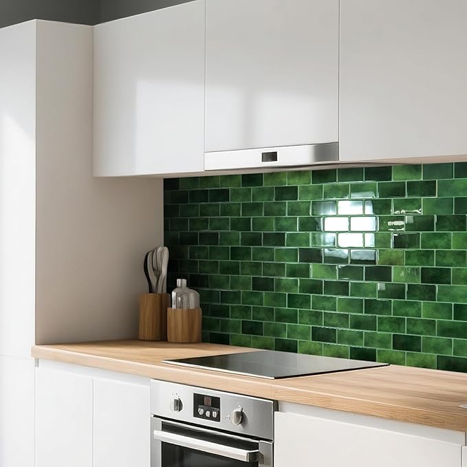 Art3d Peel and Stick Green Wall Tiles – 12"x12" Thicker Design Backsplash