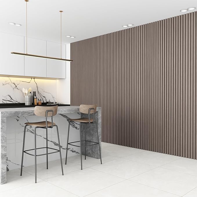 8-Pack WPC Wall Panels 108’’ x 6.1’’ 3D Slat Wall Panel Acoustic Wall Paneling