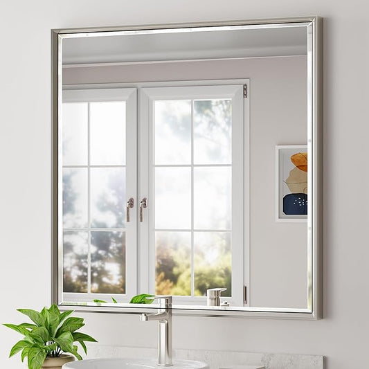 Brushed Nickel Bathroom Mirror, Bathroom Mirrors