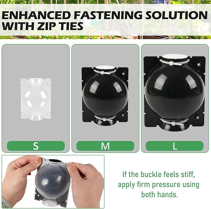 Tree Root Growing Box, Air Layering Pods Propagation Kit, Reusable Half Transparent Plants Asexual Reproduction Grafting Ball with Zip Ties for Fast Propagation Plants (12 pcs Medium)