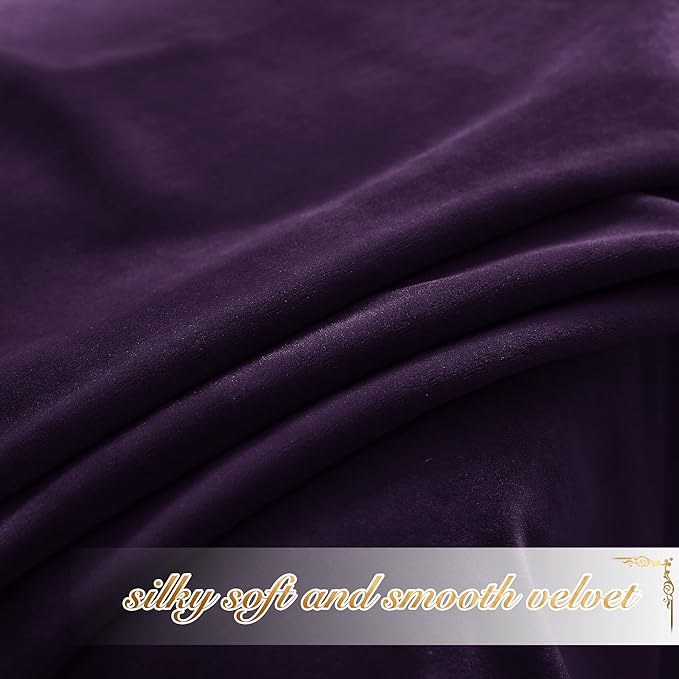 NICETOWN Purple Velvet Curtains 63 inches