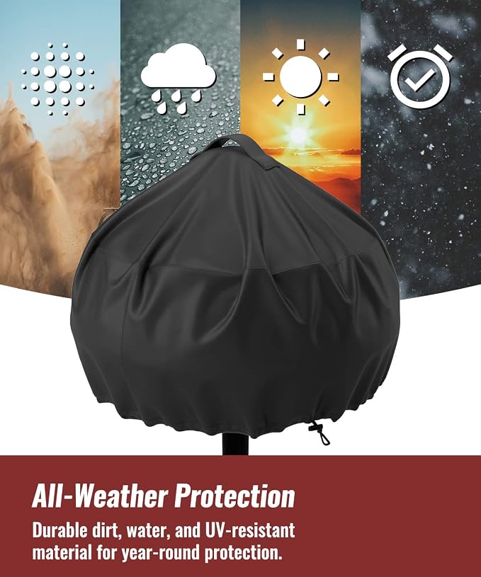 NUPICK Grill Cover for George Foreman 15-Serving GGR50B, GFO3320, GFO240 Electric Grill, Easy Take Off Handle Design, All Weather Resistant Small Round Grill Cover