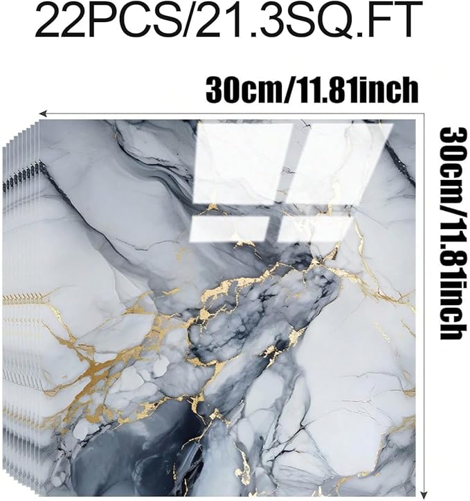 Chejiaye 22pcs Marble Peel and Stick Backsplash Surface Waterproof Wall Panels