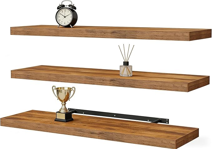 Vervida® Floating Shelves, 47.2 inch Wall Mounted Rustic Wood Shelves