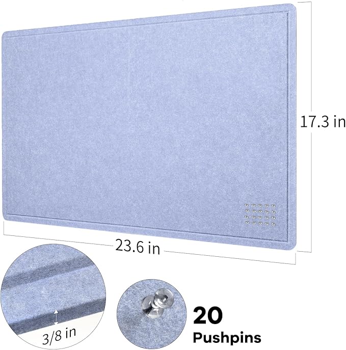 Lightomorrow Bulletin Board, 24 x 18 inches Felt Board Decorative Pin Board