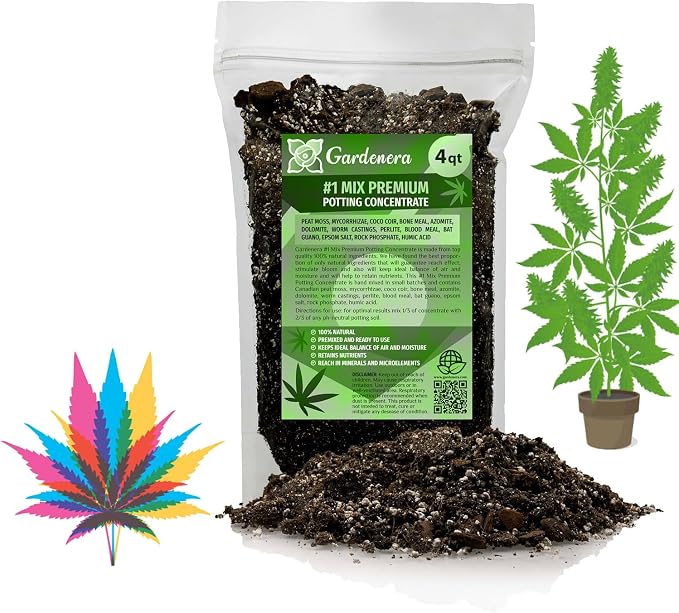 Gardenera Premium JUST-ADD-Water Potting Soil Mix - Optimal Nutrient-Rich Blend for Thriving and HIGH-Yield Herbal Plants - 4 Quart