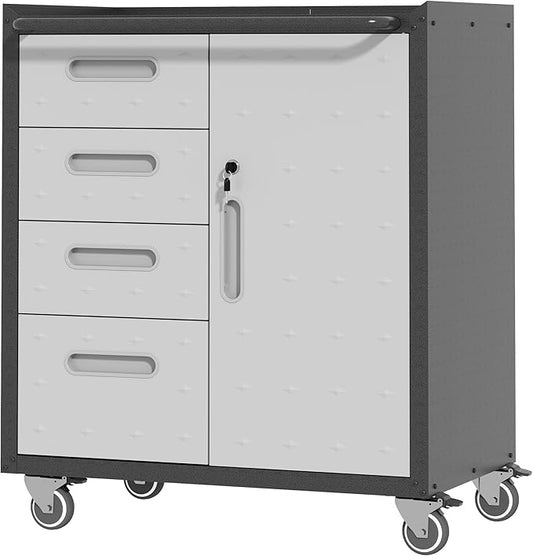 Metal Storage Cabinet with Wheels, Rolling Tool Cabinet with Adjustable Shelve