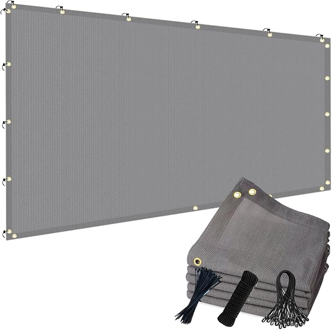 POYEE 90% 12x15ft Sun Shade Cloth for Outdoor Deck Backyard Patio Garden Pergola Cover Canopy Gray