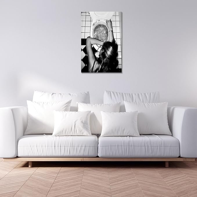 Funny Bathroom Wall Art Black and White posters Bar Disco Party prints painting
