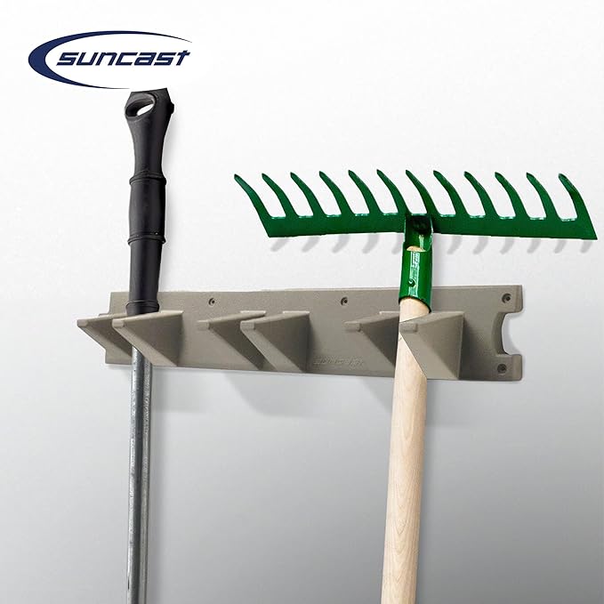 Suncast 2 Pack Wall Stud Mounted Garden Tool Hanger Organizer for Garage or Storage Space, 24 x 4.25 x 6 Inches, Holds Up to 6 Long Handled Tools
