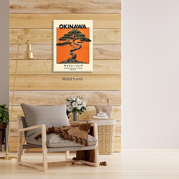 Japanese Framed Wall Art Okinawa Prints Vintage Japanese Bonsai Tree Picture