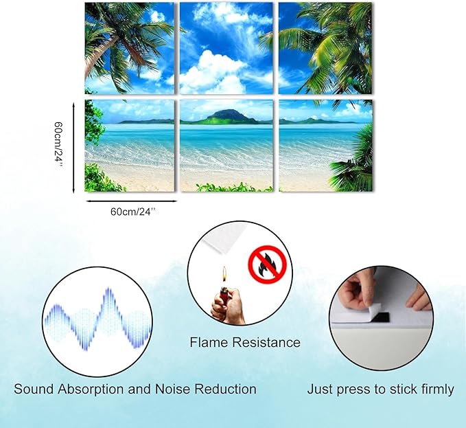 YPY Acoustic Panels Soundproof Wall Panels: Sound Absorbing Wall Art, 6 Pack