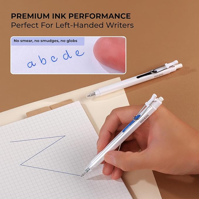 Thien Long Hoshi 6 PCs Premium Retractable Gel Pens Blue Ink, 0.5mm Fine Point, Auto-Lock Pocket Clip, Quick-Dry Japanese Ink - Perfect for Teacher, College, School & Office Supplies