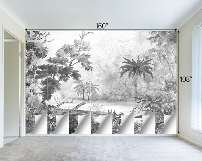 Grey Tropical Rainforest Plant wallpeper Living Room Bedroom Jungle Botanical