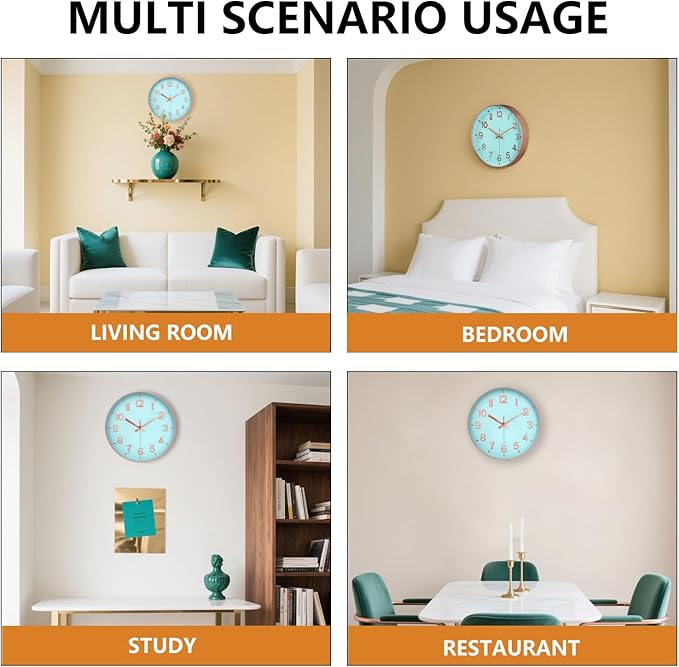 Wall Clock, 8 Inch Wall Clocks Battery Operated, Round Modern Non Ticking