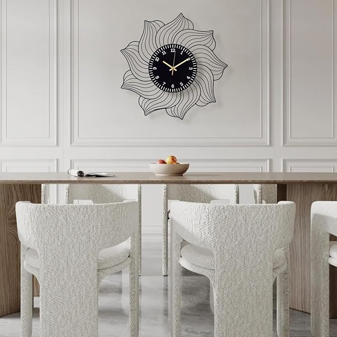 22 Inch Flower Wall Clock, Silent Non-Ticking Battery Operated Modern