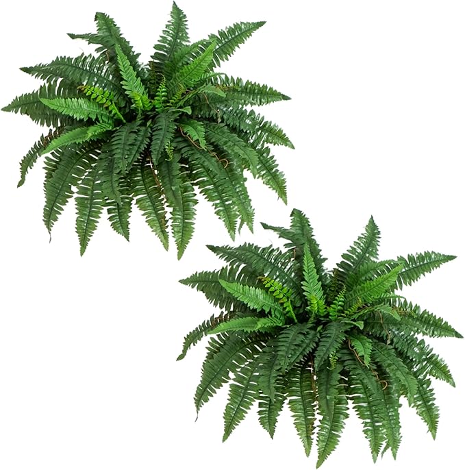 Nearly Natural 40in Hanging Artificial Boston Fern Plant Set of 2