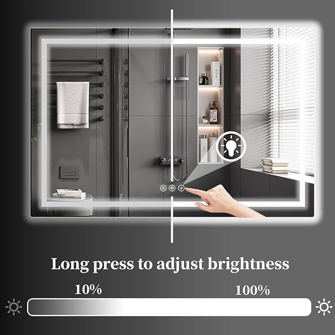 Koonmi 60"x36" LED Mirror for Bathroom, 90CRI Anti-Fog Vanity Mirror