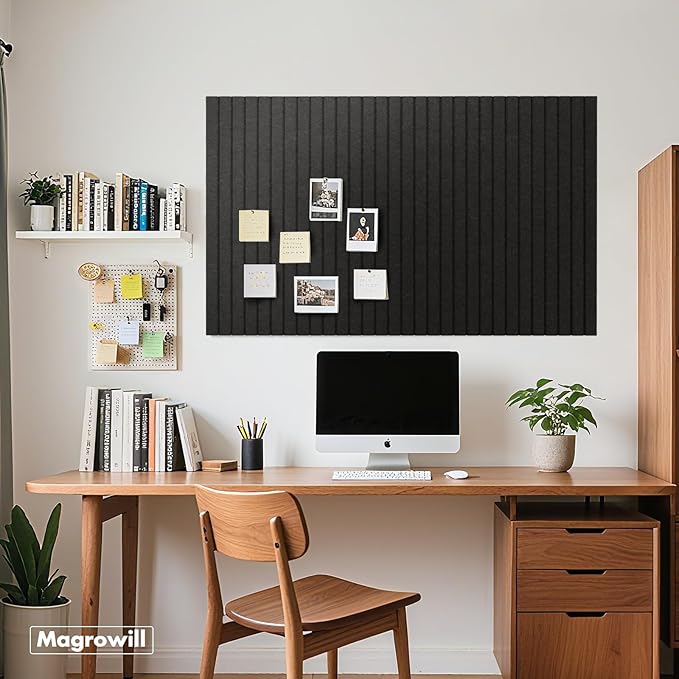 Cork Board Tiles for Wall with Push Pins, Removable 36" x 24" Slat Bulletin