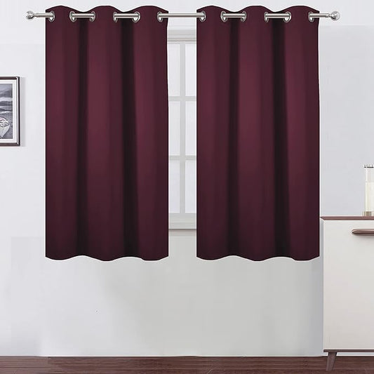 LEMOMO Burgundy Blackout Curtains 38 x 54 Inch Length/Set of 2 Curtain