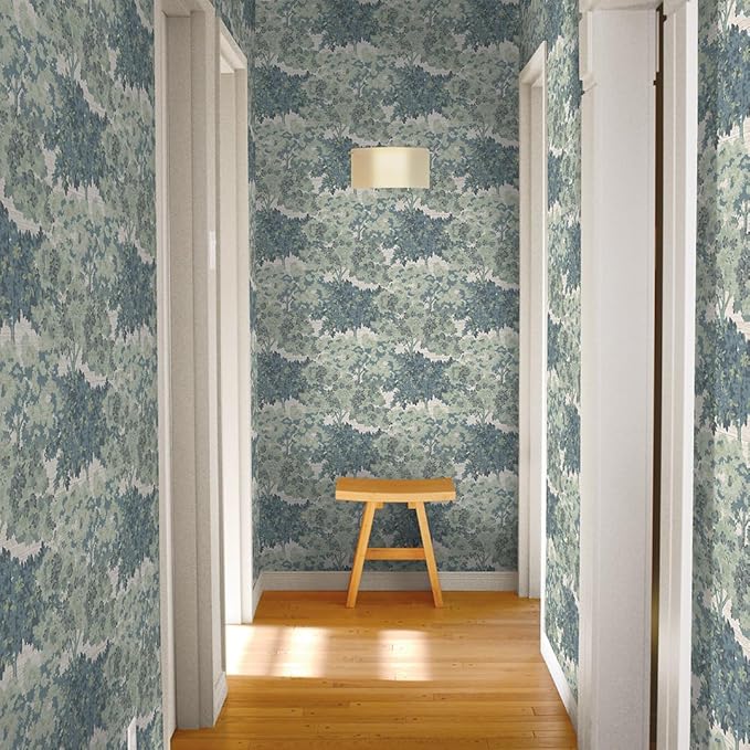 Tempaper Textured Green Canopy Toile Faux Grasscloth Removable Peel and Stick
