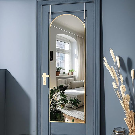 Otlsh 14"48" Arch Wall Mirror, Over The Door, Thin Frame Aluminum Alloy