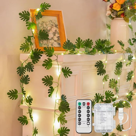 suddus Vines with Fairy Lights Battery & USB Powered Operated, 33ft 100 LED