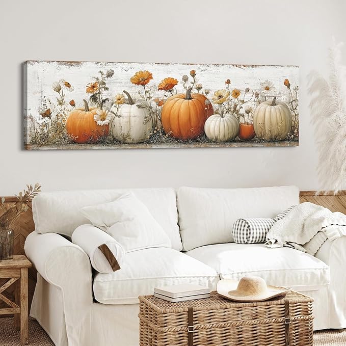 Large Pumpkin Wall Art Fall Wall Decor Farmhouse Kitchen Pictures Wall Decor