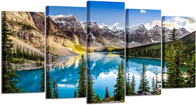 KREATIVE ARTS - 5 Pieces Canvas Prints Wall Art Canada Moraine Lake And Rocky