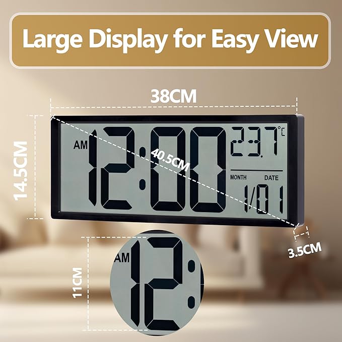 Maxstar Large Digital Wall Clock, Desktop/Wall Mounted