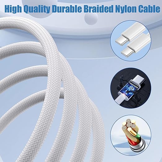 Dual Port USB A/C Charger for iPhone 17 16 Pro 10FT Woven USB C Fast Cable,2Pack Type C Charger Block USB C Nylon Braided Cable Cord for iPhone 17/17 ProMax/17 Air,16/16 ProMax/16e,15 Pro Max/15 Plus