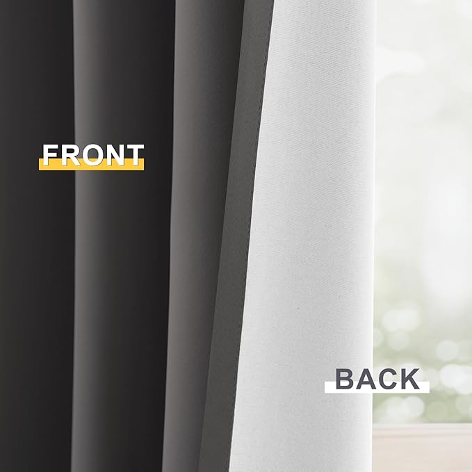 Yakamok 100% Blackout Curtain Panels 84 inches Cold and Light Blocking Drapes