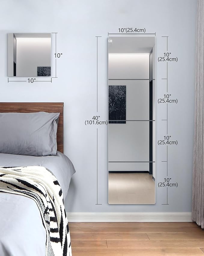 Wall Mirrors for Bedroom Door, Unbreakable Full Length Wall Mirrors Tiles